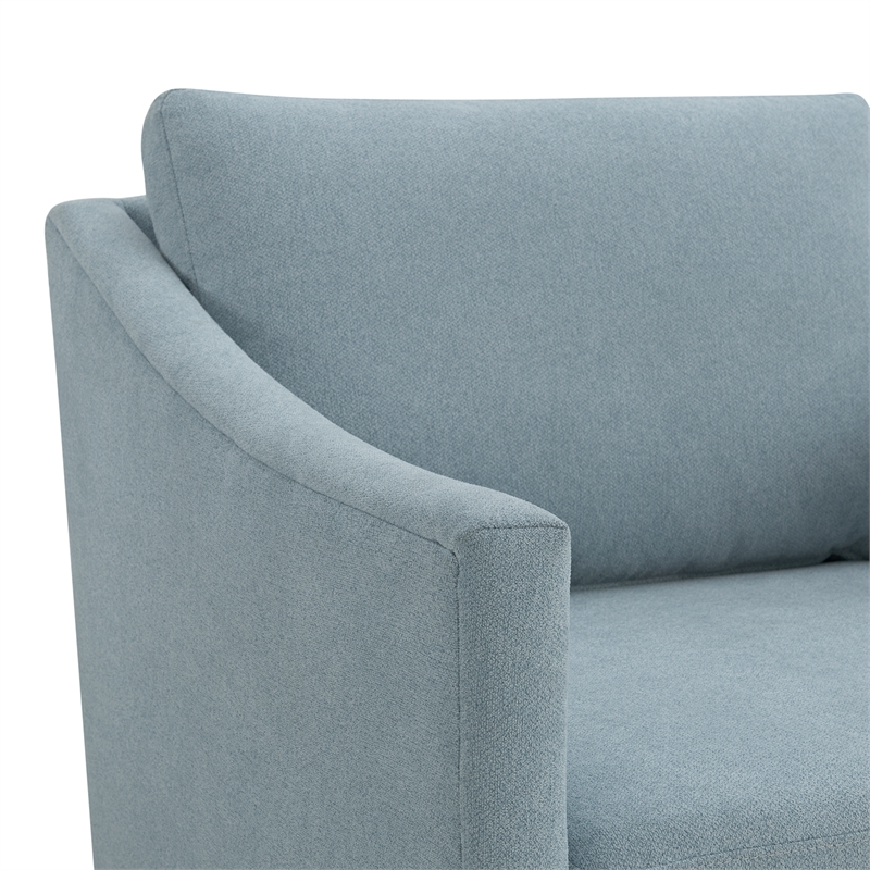 Maklaine Transitional Wood Swivel Chair in Freya Light Blue Finish