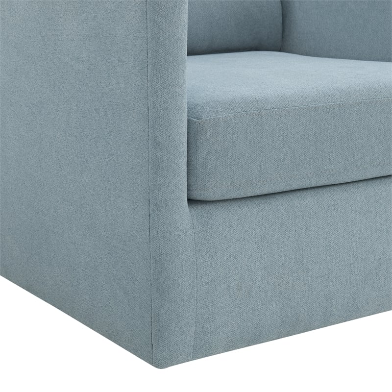 Maklaine Transitional Wood Swivel Chair in Freya Light Blue Finish