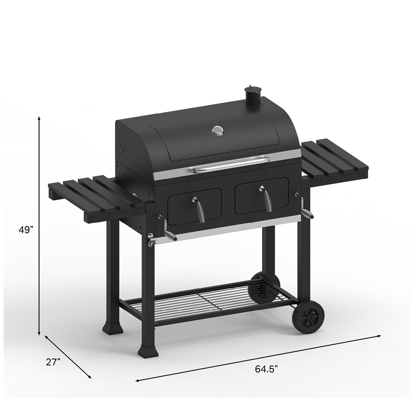 Maklaine Traditional Steel Extra Large DUAL ZONE CHARCOAL Grill