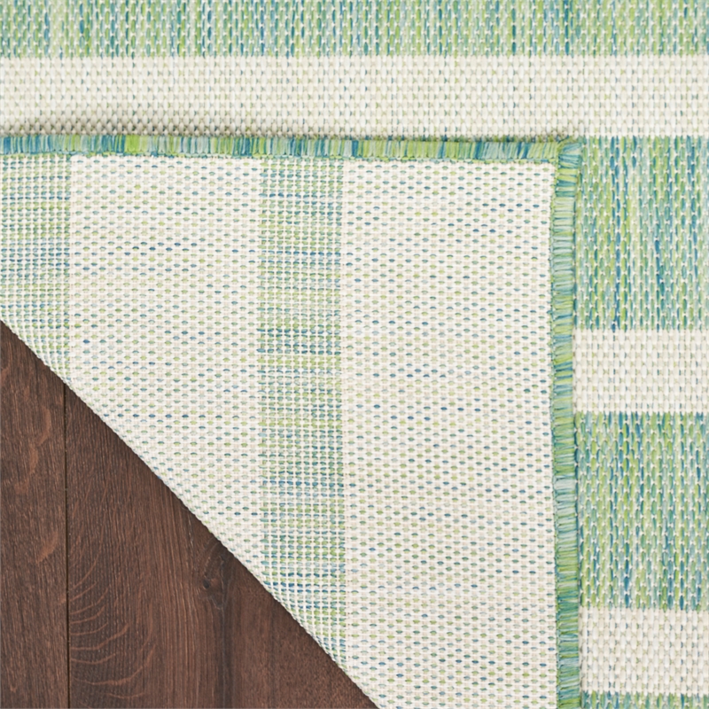 Maklaine Contemporary 8' x 10' Fabric Blue Green Ivory Area Rug