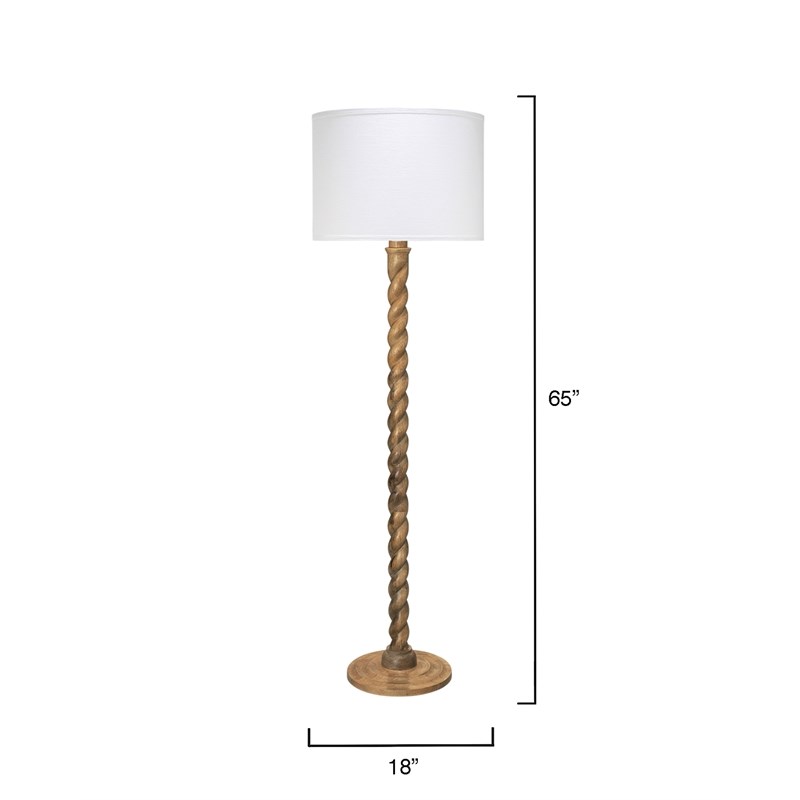Maklaine Mango Wood Brown/White Floor Lamp Drum Shade 65