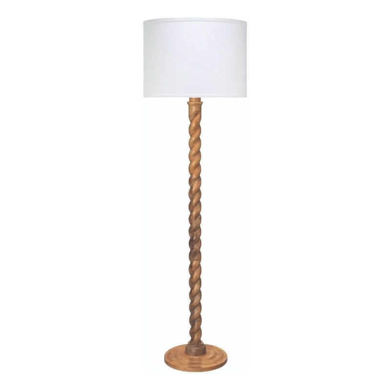 Maklaine Mango Wood Brown/White Floor Lamp Drum Shade 65