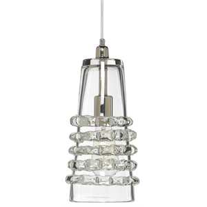 Maklaine Long Ribbon Modern Thick Glass Pendant in Clear Finish