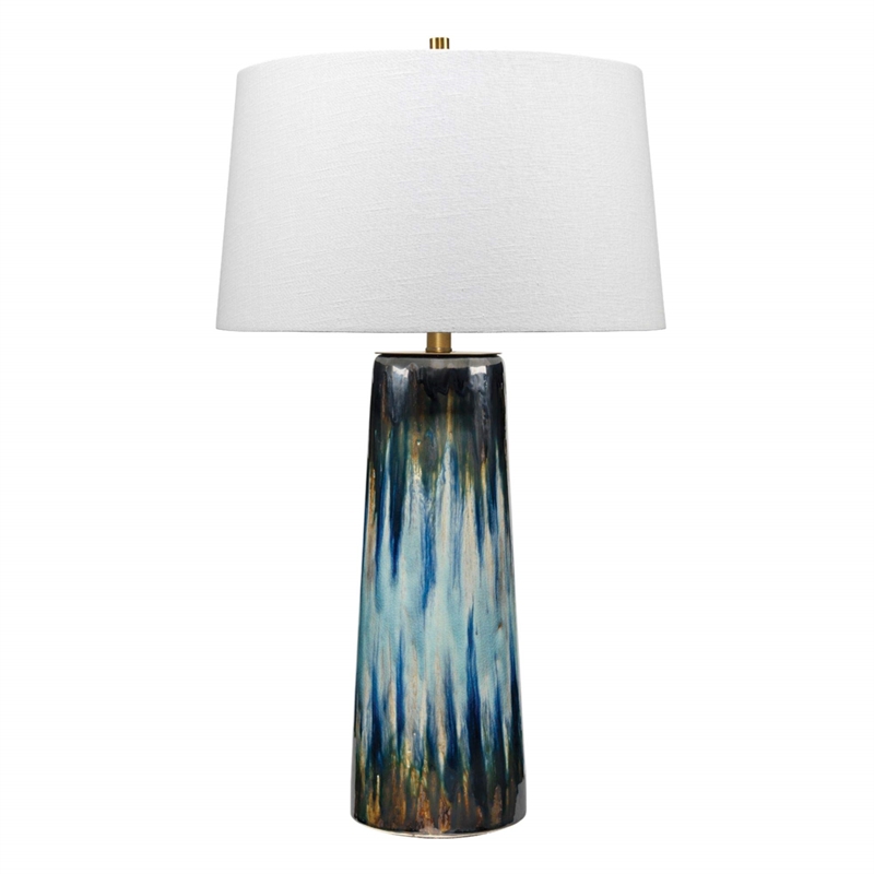 Maklaine Ceramic Blue Table Lamp Rectangular 30.5