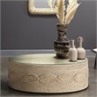 Maklaine Oval Coastal Rattan & Glass Coffee Table in Natural