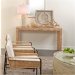 Maklaine Oval Coastal Rattan & Glass Coffee Table in Natural