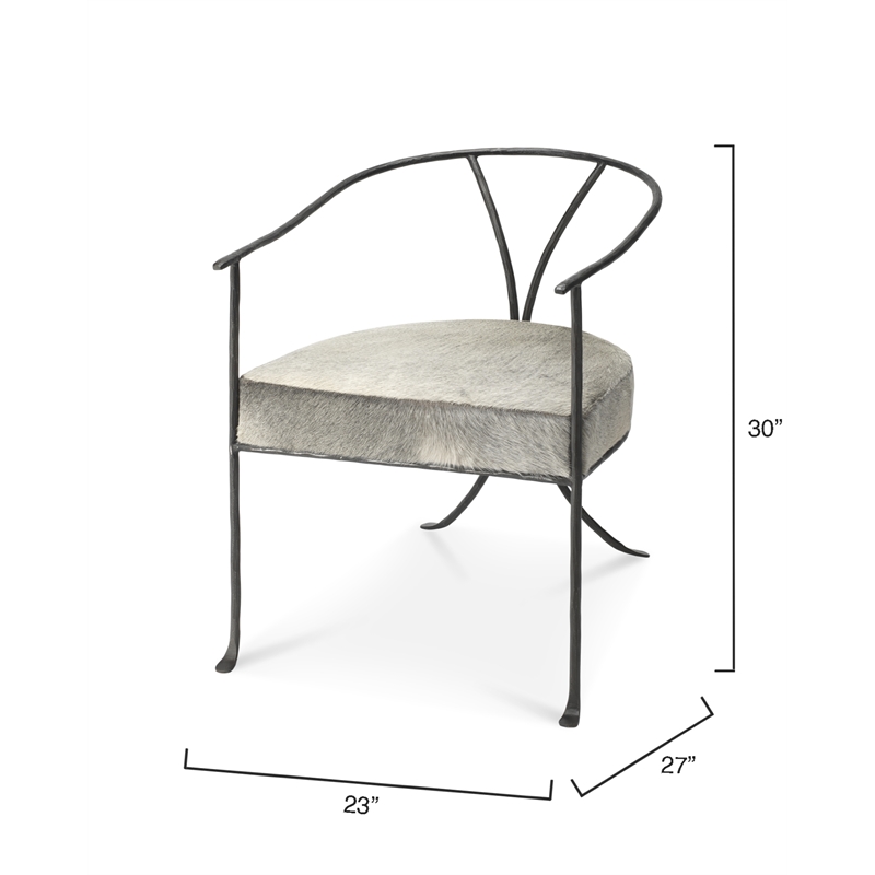Maklaine Transitional Leather & Iron Chair in Gray/Black Finish