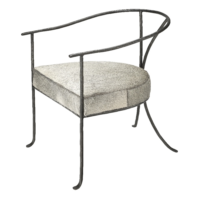 Maklaine Transitional Leather & Iron Chair in Gray/Black Finish