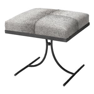 Maklaine 18&quot Transitional Leather & Iron Stool in Gray/Black