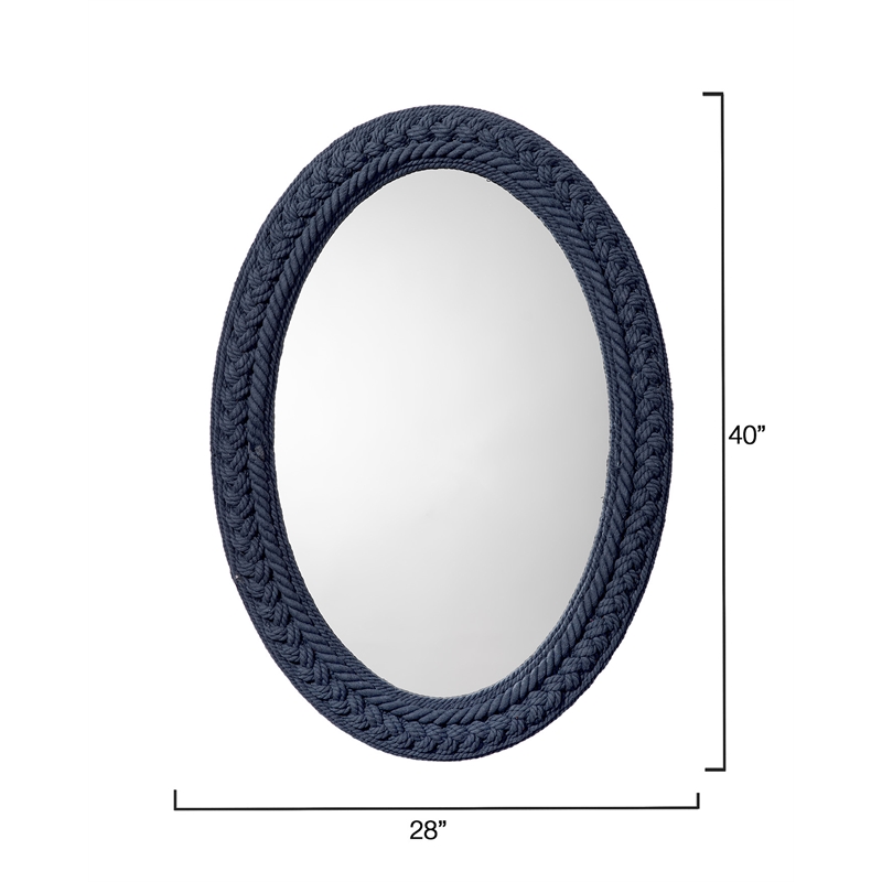 Maklaine Wall Mounted Hand-wrapped Cotton Rope Braided Oval Wall Mirror