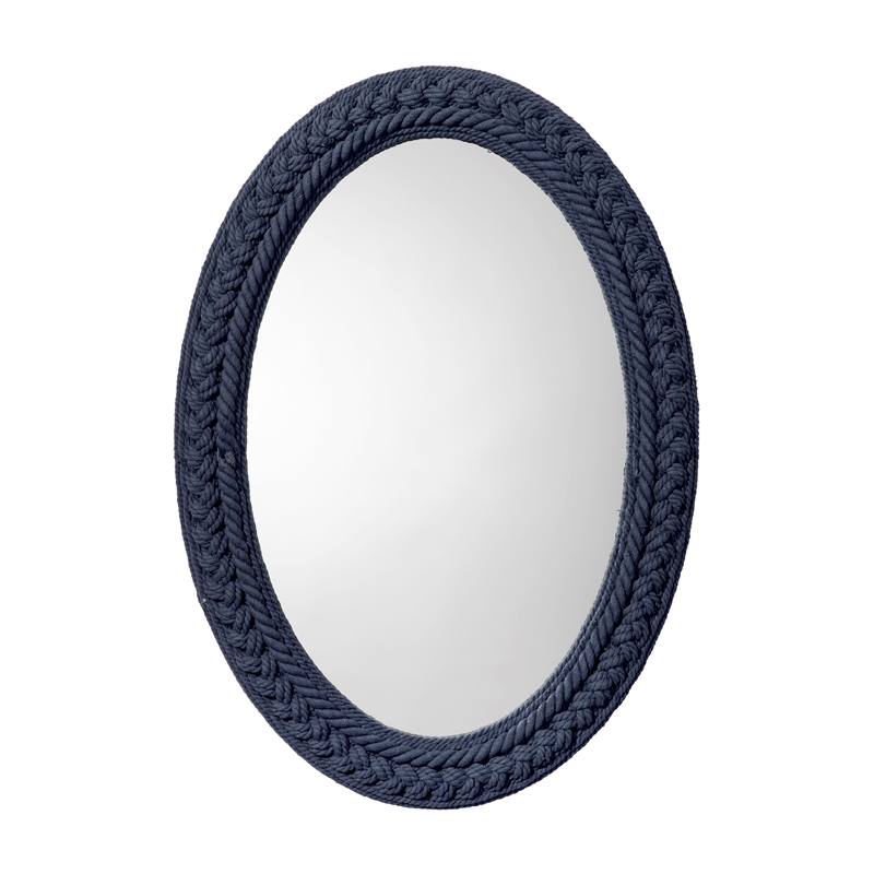 Maklaine Wall Mounted Hand-wrapped Cotton Rope Braided Oval Wall Mirror