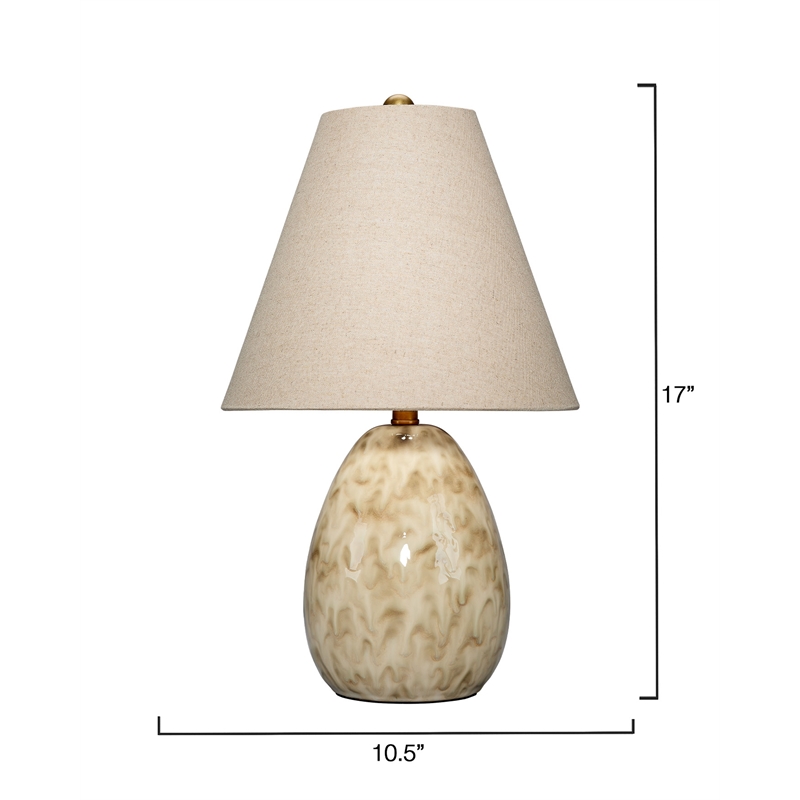 Maklaine Raindrop Ceramic Table Lamp with Linen Shade Off White