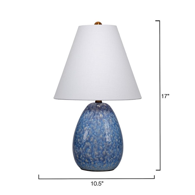 Maklaine Raindrop Handmade Ceramic Table Lamp with Linen Shade Blue