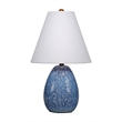 Maklaine Raindrop Handmade Ceramic Table Lamp with Linen Shade Blue