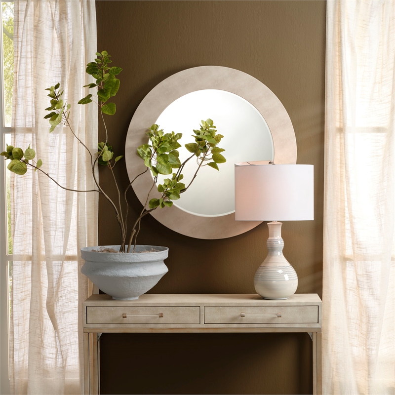 Maklaine Droplet Handmade Ceramic Table Lamp with Linen Shade Blue