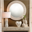 Maklaine Rail Handmade Polyresin Table Lamp with Linen Shade White