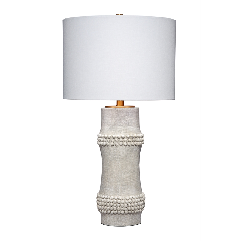 Maklaine Rail Handmade Polyresin Table Lamp with Linen Shade White