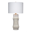 Maklaine Rail Handmade Polyresin Table Lamp with Linen Shade White