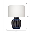 Maklaine Handmade Ceramic Table Lamp with Linen Shade Navy Blue