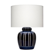 Maklaine Handmade Ceramic Table Lamp with Linen Shade Navy Blue