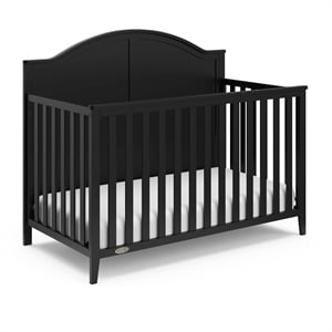 Maklaine Traditional Engineered Wood 5-in-1 Convertible Crib - Black