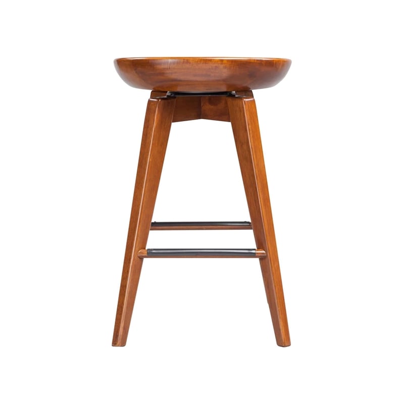 Maklaine Wood Counter Height Swivel Counter Stool in Walnut Finish