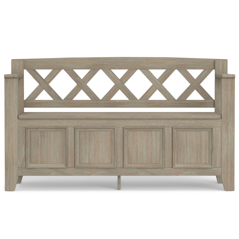 Maklaine 48 inch Wide Solid Wood Transitional Entryway Bench in Distressed Gray