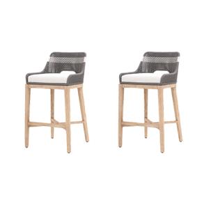 Maklaine Set of 2 Transitional Woven Tapestry 31&quot Fabric Barstool in Dove Gray
