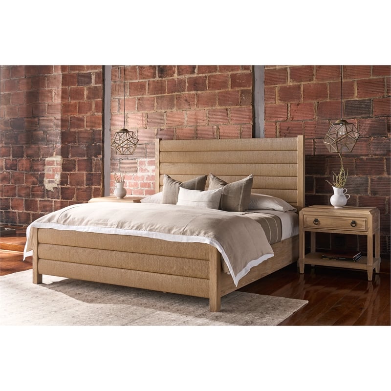 Maklaine Modern / Contemporary Accent Wood Bed Queen in Tan Finish