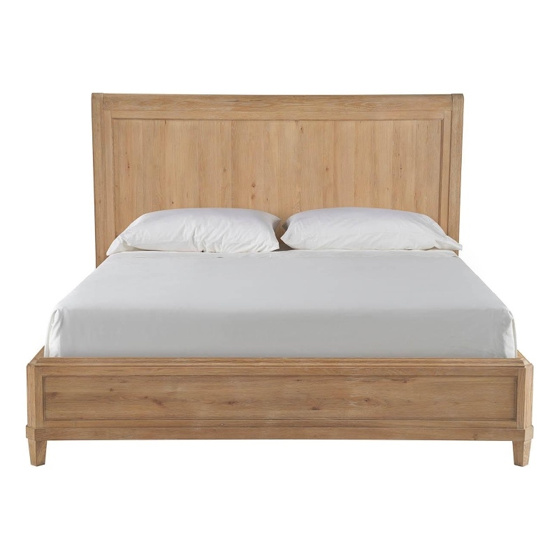 Maklaine Contemporary Accent Panel Wood Bed King in Tan Finish