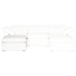 Maklaine Modern Transitional Sky Fabric Modular Ottoman in White