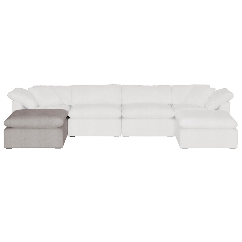 Maklaine Modern Transitional Sky Fabric Modular Ottoman in Gray