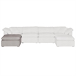 Maklaine Modern Transitional Sky Fabric Modular Ottoman in Gray