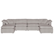 Maklaine Modern Transitional Sky Fabric Modular Ottoman in Gray