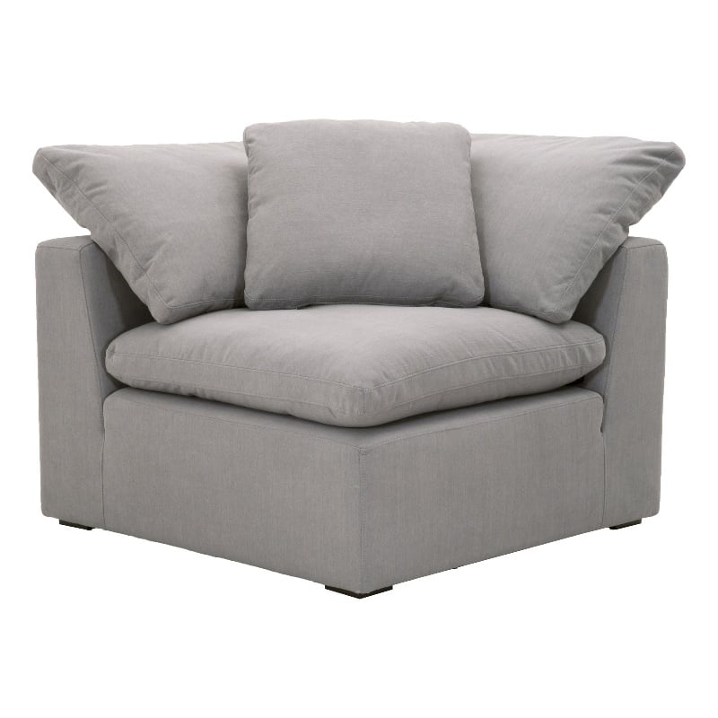 Maklaine Modern Transitional Sky Fabric Corner Chair in Gray