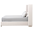 Maklaine Contemporary Transitional Velvet Queen Bed in Cream