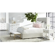Maklaine Contemporary Transitional Velvet Cal King Bed in Cream