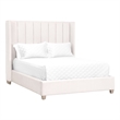 Maklaine Contemporary Transitional Velvet Cal King Bed in Cream