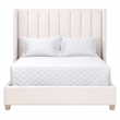 Maklaine Contemporary Transitional Velvet Cal King Bed in Cream
