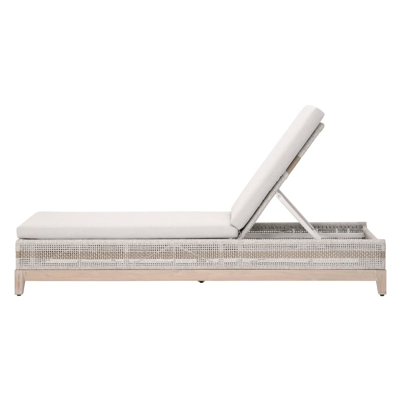 Maklaine Transitional Tapestry Fabric Outdoor Chaise Lounge in Gray