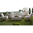 Maklaine Transitional Tapestry Fabric Outdoor Coffee Table in Gray