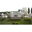 Maklaine Transitional Tapestry Fabric Outdoor Coffee Table in Gray