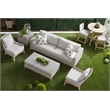 Maklaine Transitional Tapestry Fabric Outdoor Coffee Table in Gray