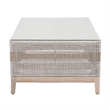 Maklaine Transitional Tapestry Fabric Outdoor Coffee Table in Gray