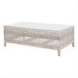 Maklaine Transitional Tapestry Fabric Outdoor Coffee Table in Gray