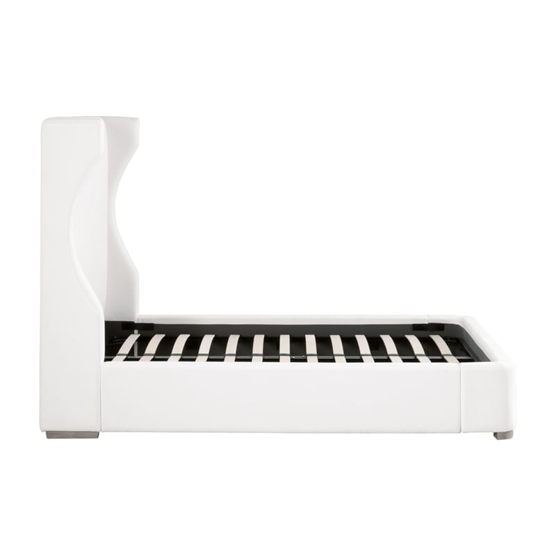 Maklaine Modern Transitional Fabric Queen Bed in White Finish