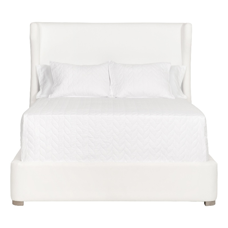 Maklaine Modern Transitional Fabric Cal King Bed in White Finish