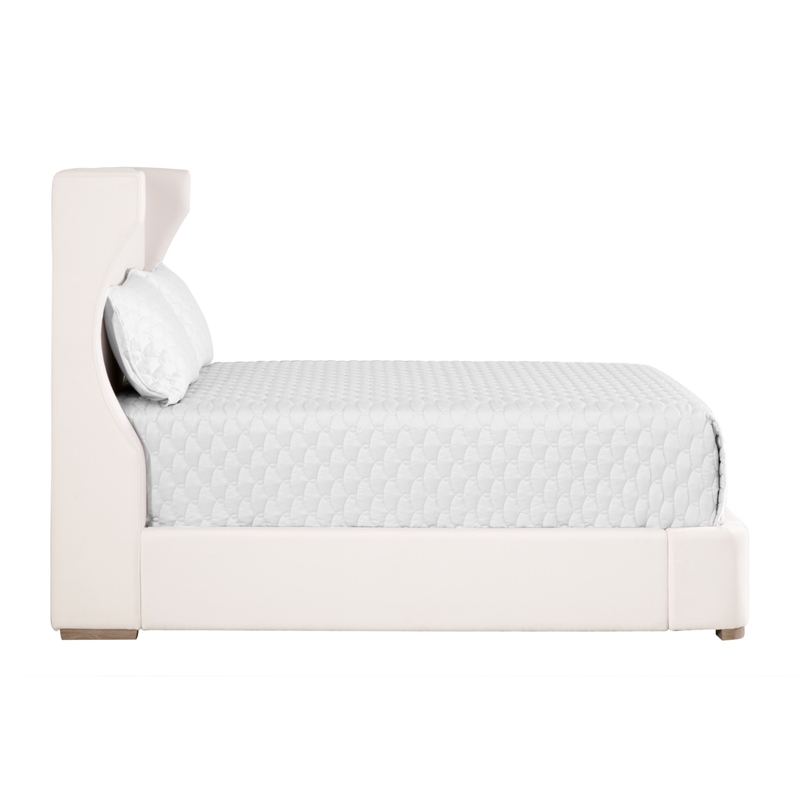 Maklaine Modern Transitional Fabric Cal King Bed in White Finish