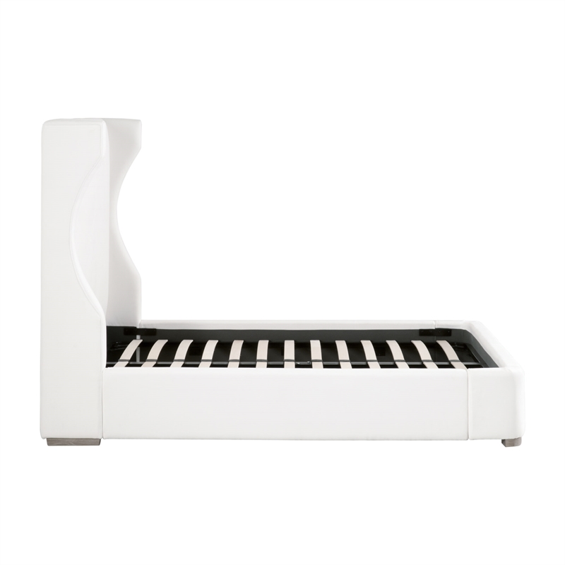 Maklaine Modern Transitional Fabric Cal King Bed in White Finish