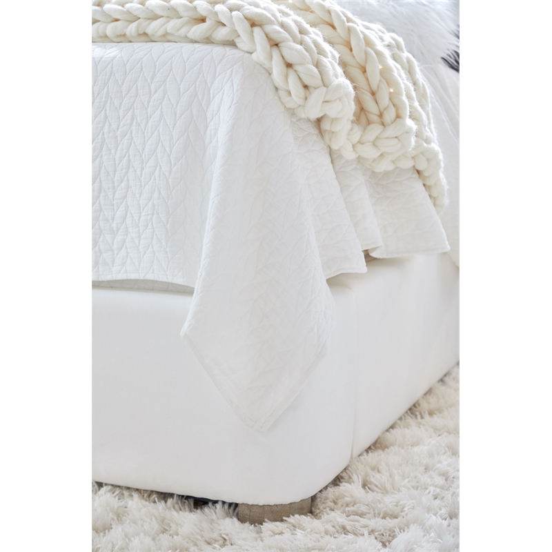 Maklaine Modern Transitional Fabric Cal King Bed in White Finish